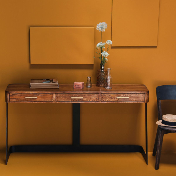 Console en métal et chêne foncé SCARLETT